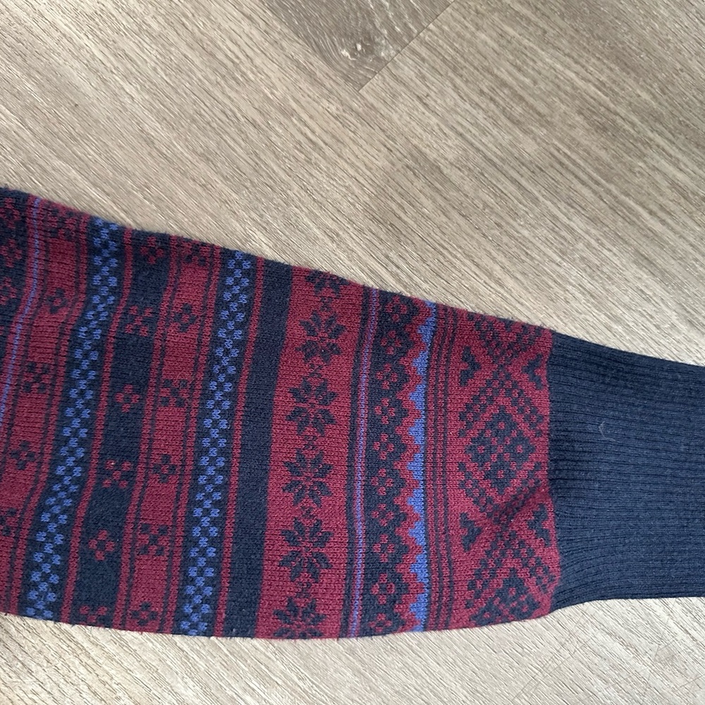 Men’s Eddie Bauer Fair Isle Half Zip Navy Maroon Sweater, Size Extra Large Y2K. - Picture 9 of 11